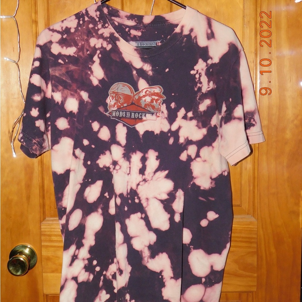 Vintage mods vs rockers motorcycle tee bleach tie dye unisex shirt edgy top
